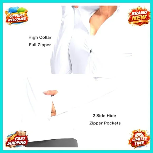 UPF 50+ Sun Protection Hoodie Jacket Lightweight Zip Up Long Sleeve